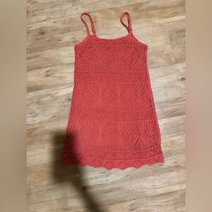 A New Day Burnt Orange Crochet Sleeveless Dress